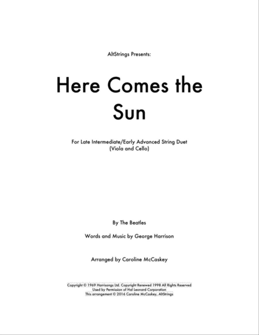 Here Comes The Sun Here Comes The Sun String Duet scores gallery preview page 1