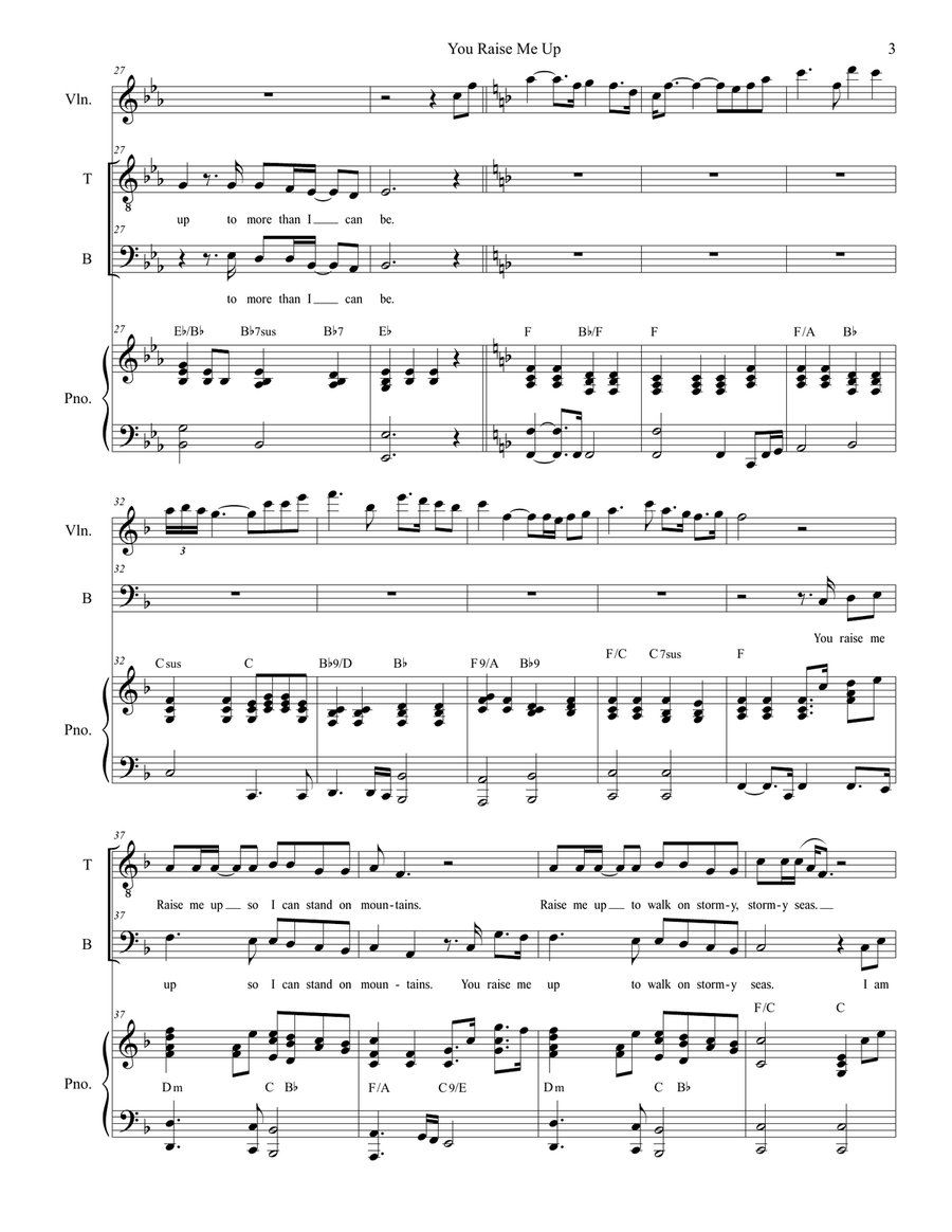 You Raise Me Up Piano scores gallery preview page 3