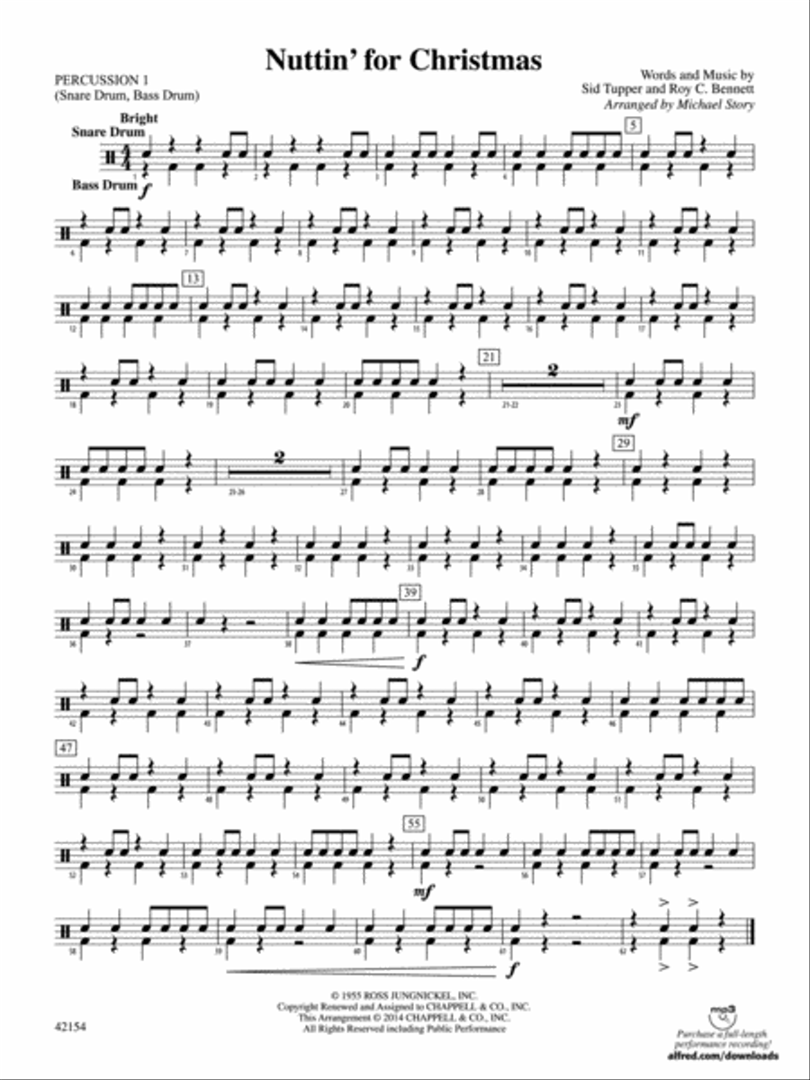 Nuttin' for Christmas: 1st Percussion Concert Band scores gallery preview page 1