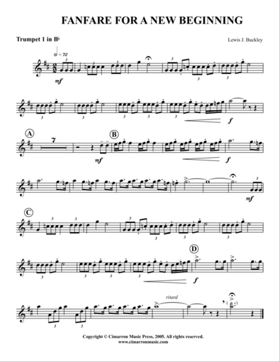 Fanfare for a New Beginning Brass Quintet scores gallery preview page 3
