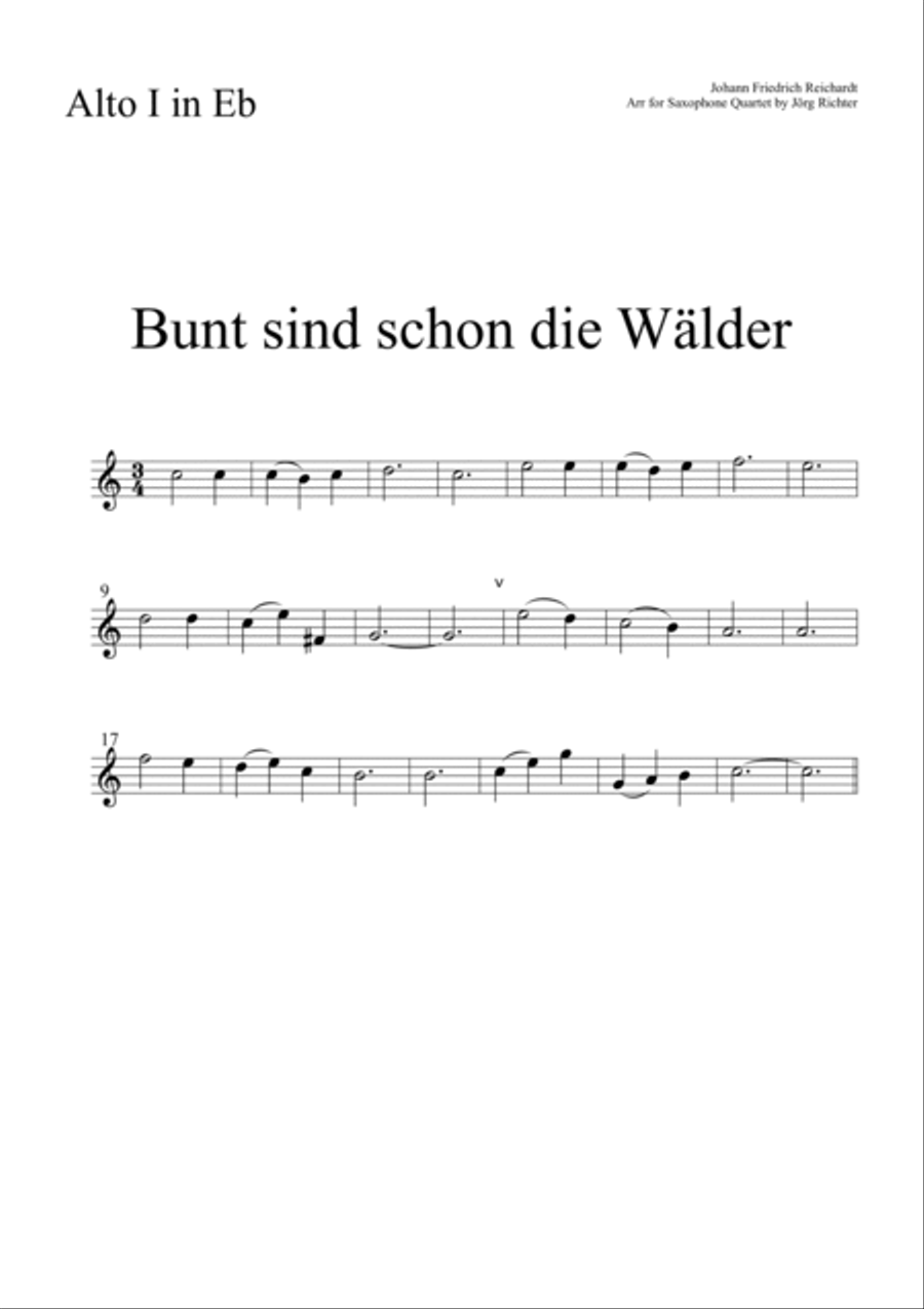 Bunt sind schon die Wälder für Saxophon Quartett Saxophone Quartet scores gallery preview page 3