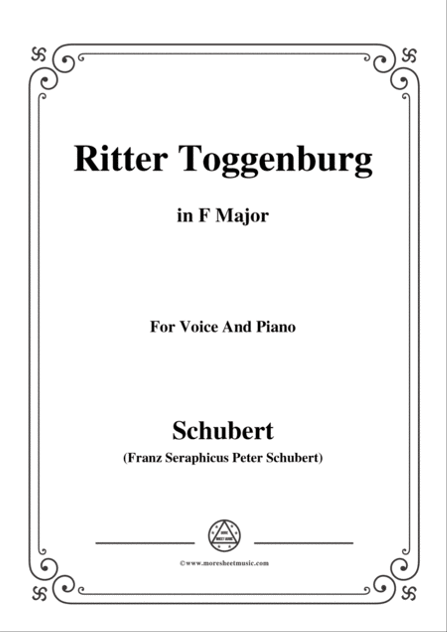 Schubert-Ritter Toggenburg,in F Major,for Voice&Piano Voice scores gallery preview page 1