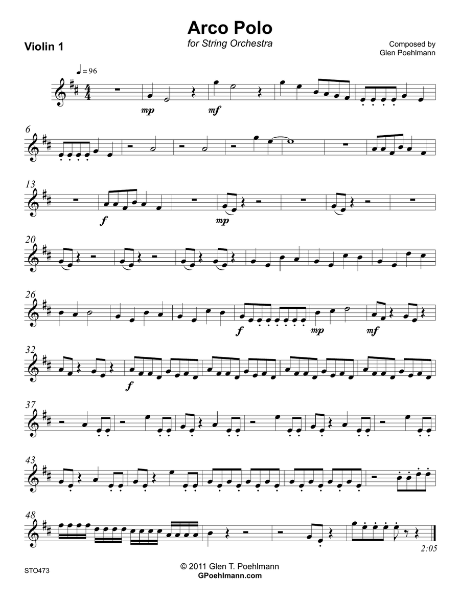 ARCO POLO - original composition for ELEMENTARY STRING ORCHESTRA. Grade 2. String Orchestra scores gallery preview page 5