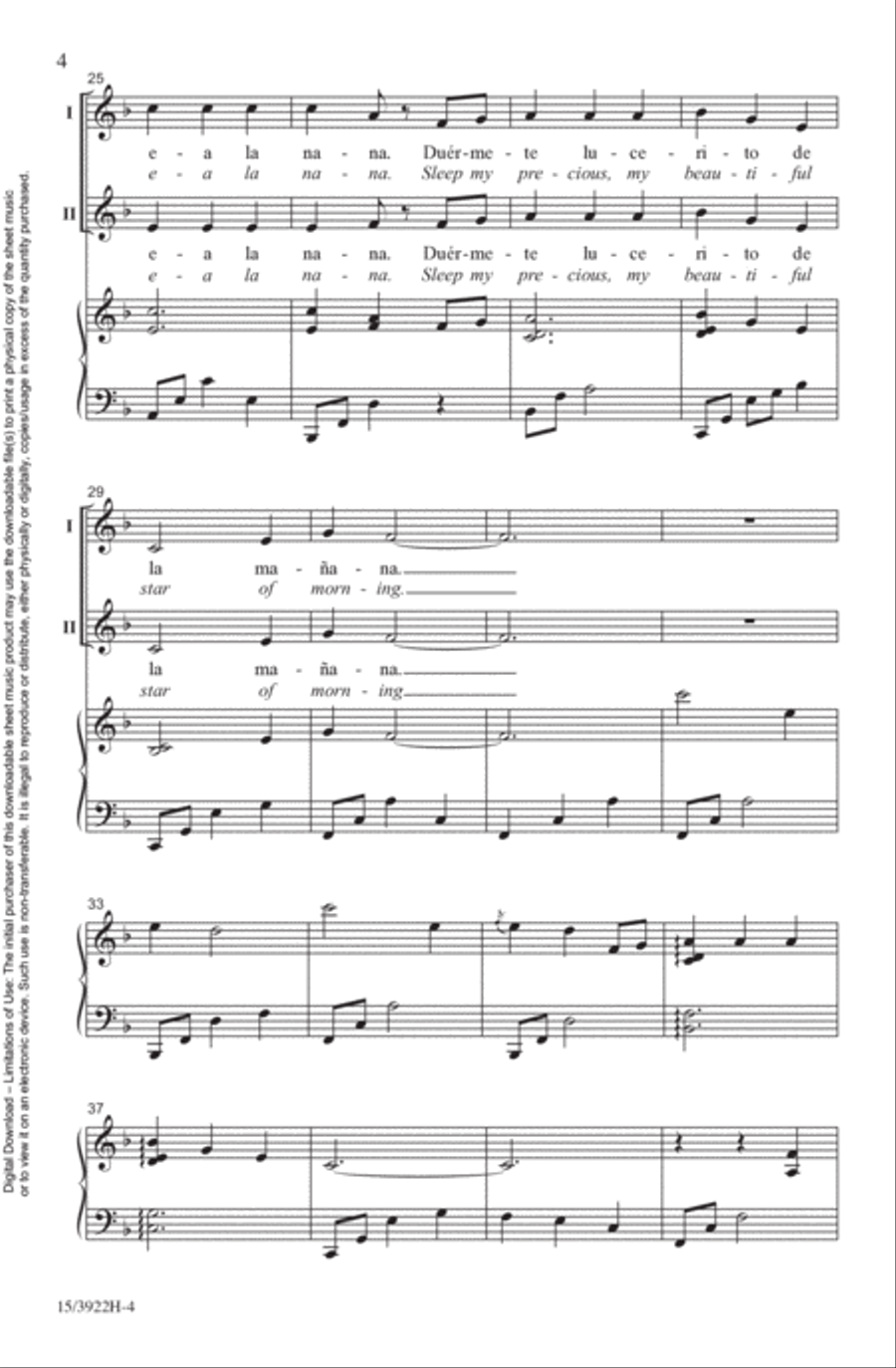 Ea la Nana Ea la Nana 4-Part scores gallery preview page 4