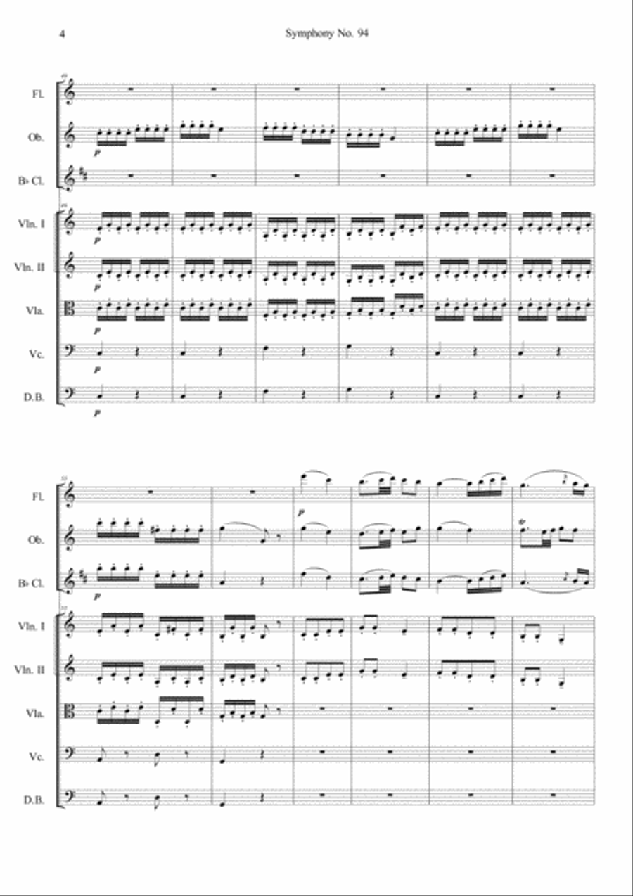 Symphony No.94 In G Major II Andante (Short Ver.) Orchestra scores gallery preview page 4