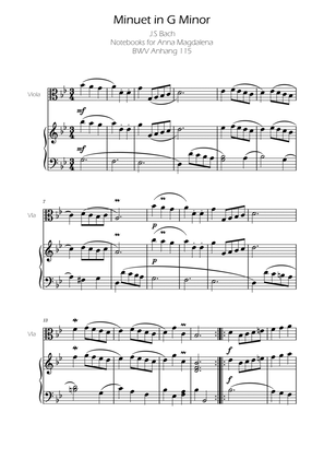 Book cover for Minuet in G minor BWV Anh. 115 - Bach - Viola