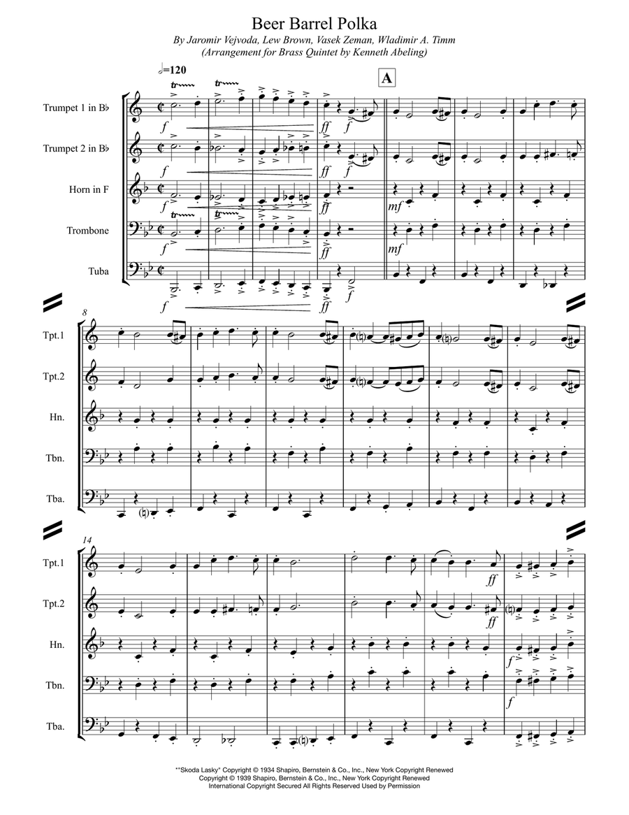 Beer Barrel Polka (roll Out The Barrel) Horn scores gallery preview page 2