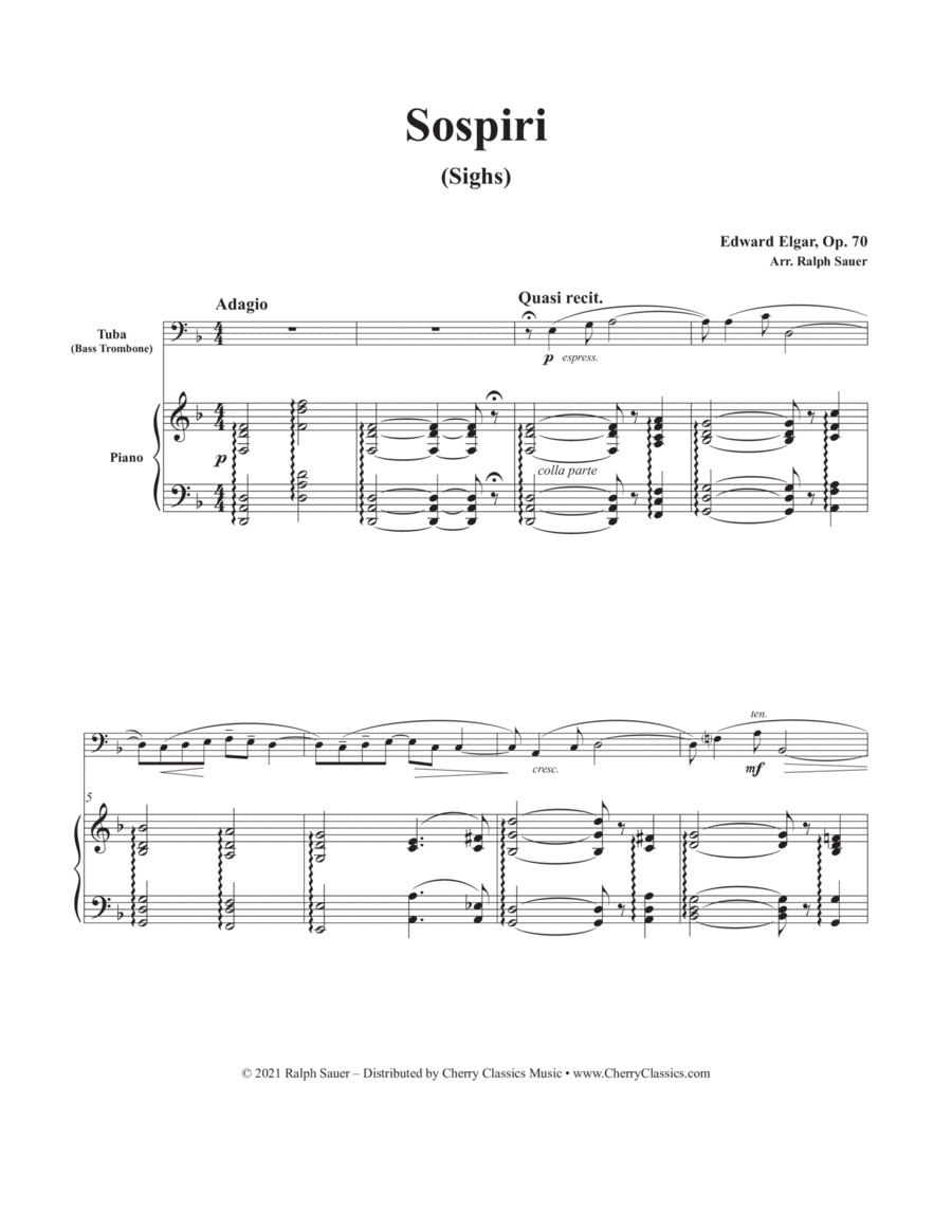 Sospiri (Sighs) for Tuba and Piano