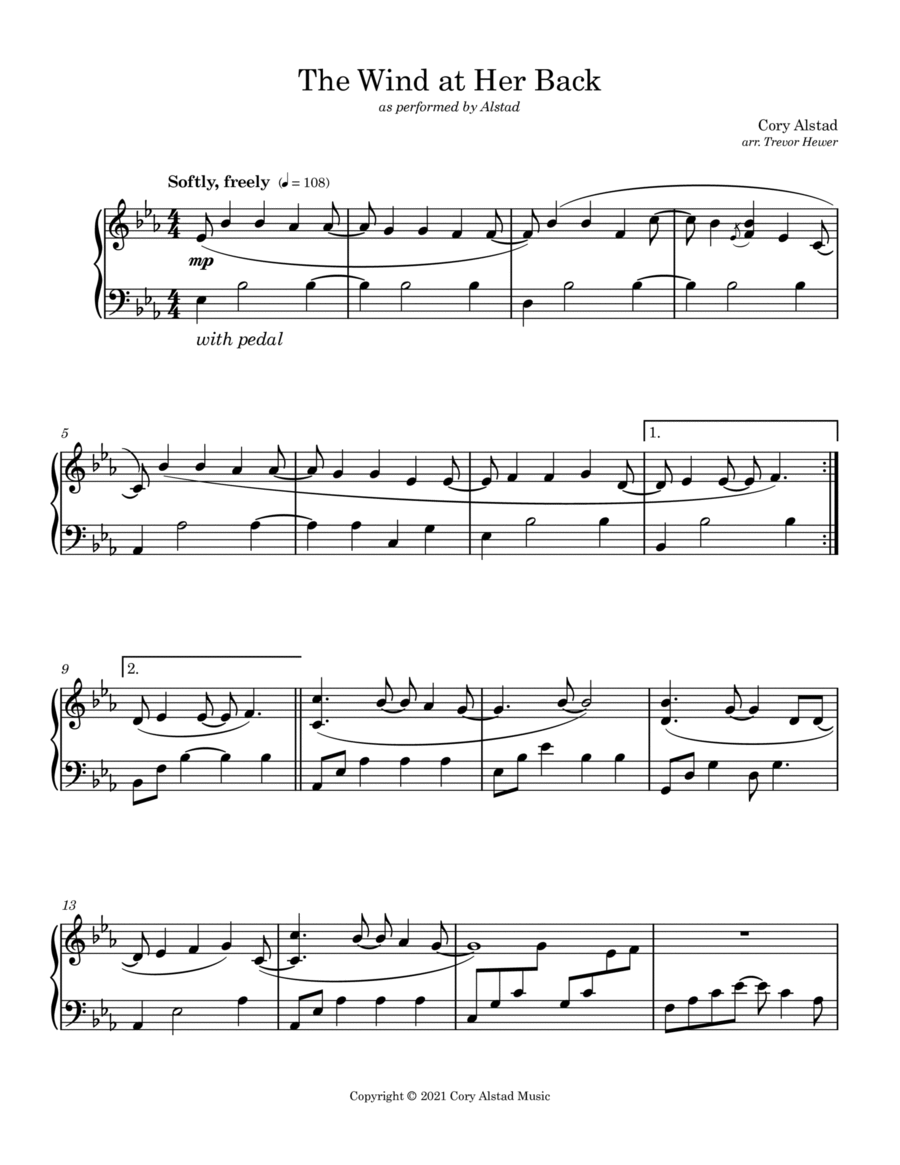 The Wind at Her Back Piano Solo scores gallery preview page 1