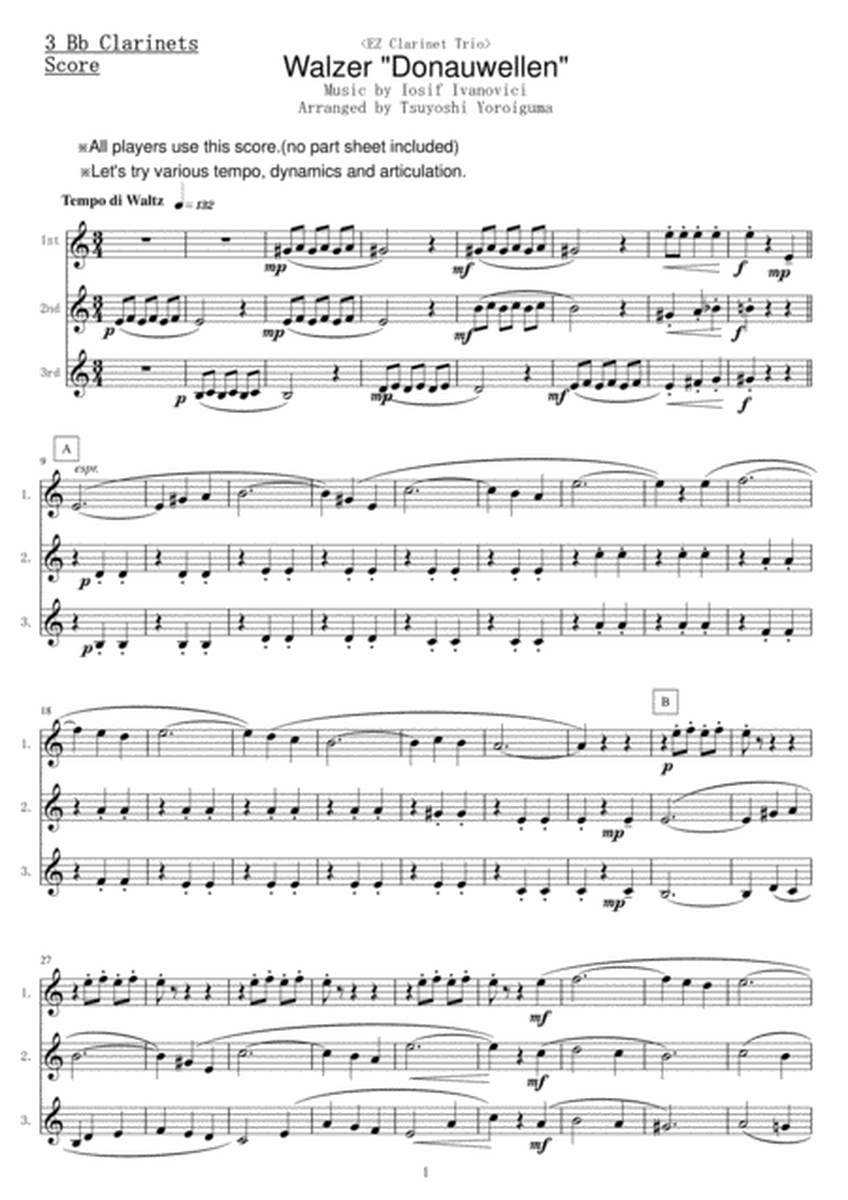 <EZ Clarinet Trio> Walzer "Donauwellen" image number null