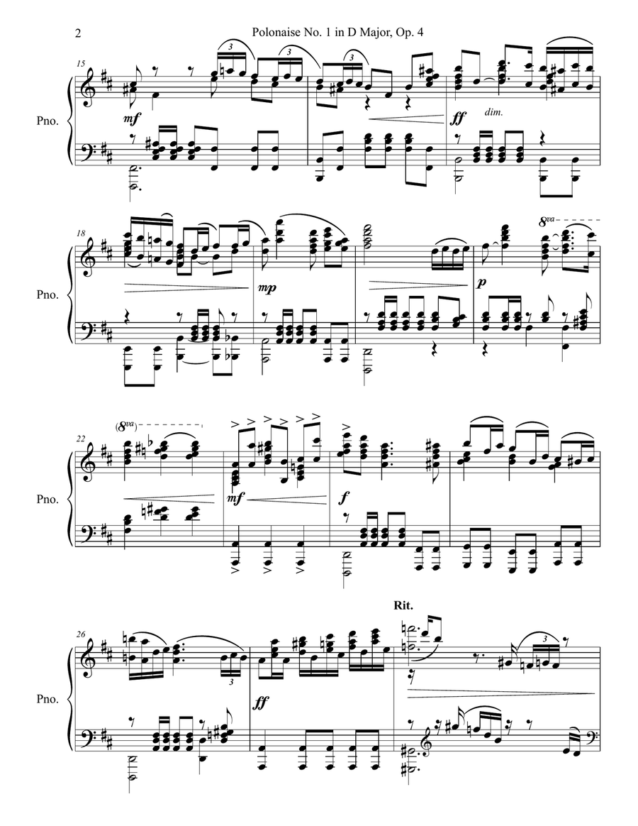 Wieniawski Polonaise No. 1 in D Major Piano Solo scores gallery preview page 3