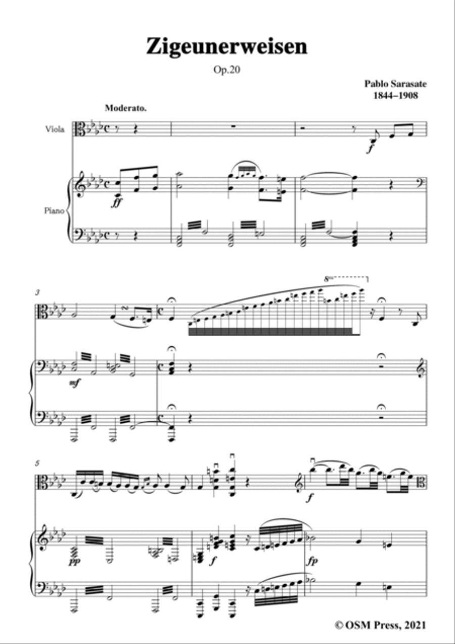 Sarasate-Zigeunerweisen(Gypsy Airs),Op.20,for Viola and Piano Piano scores gallery preview page 3