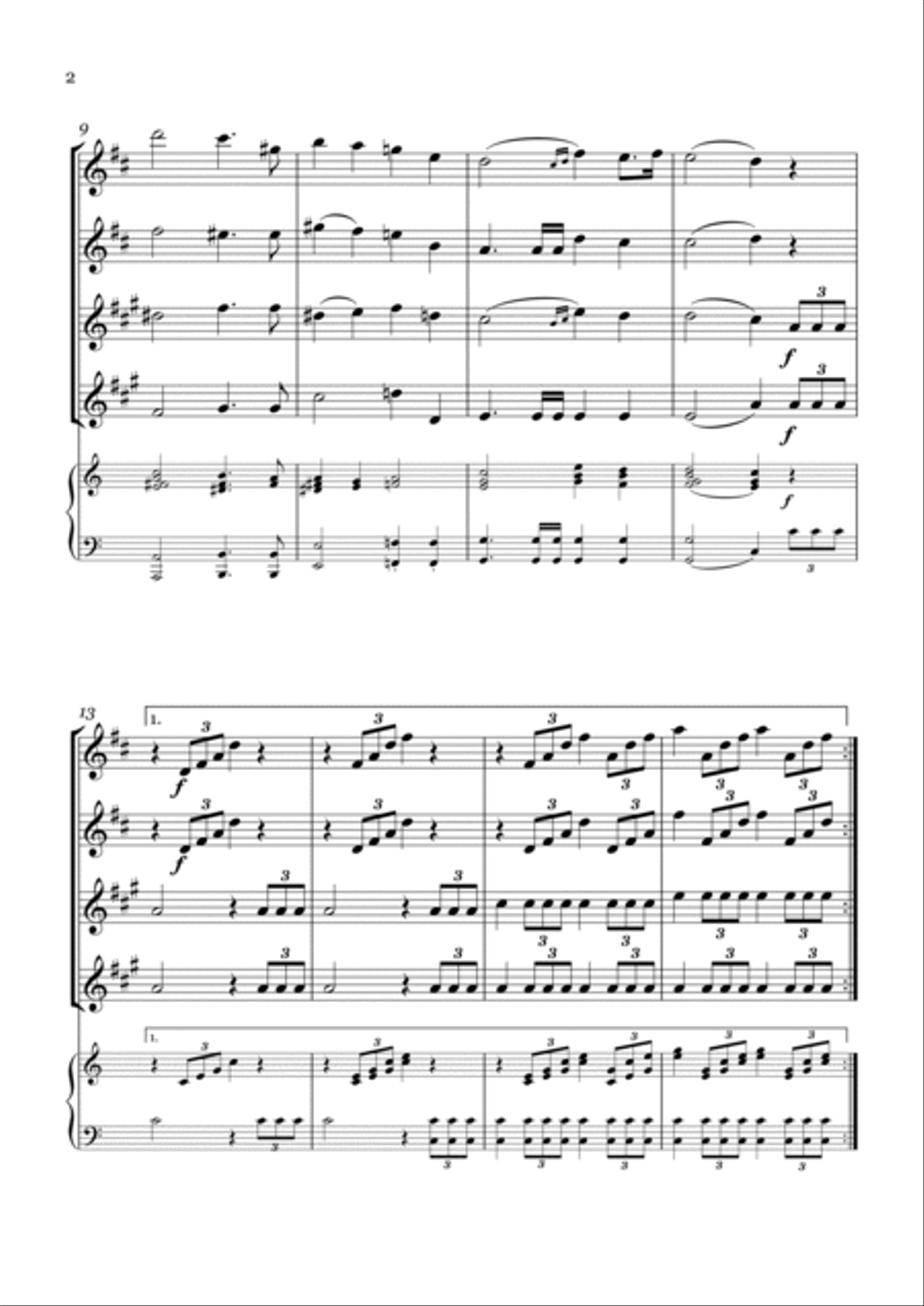 Wedding March - For Saxophone Quartet (SSAA) and Piano Woodwind Ensemble scores gallery preview page 2