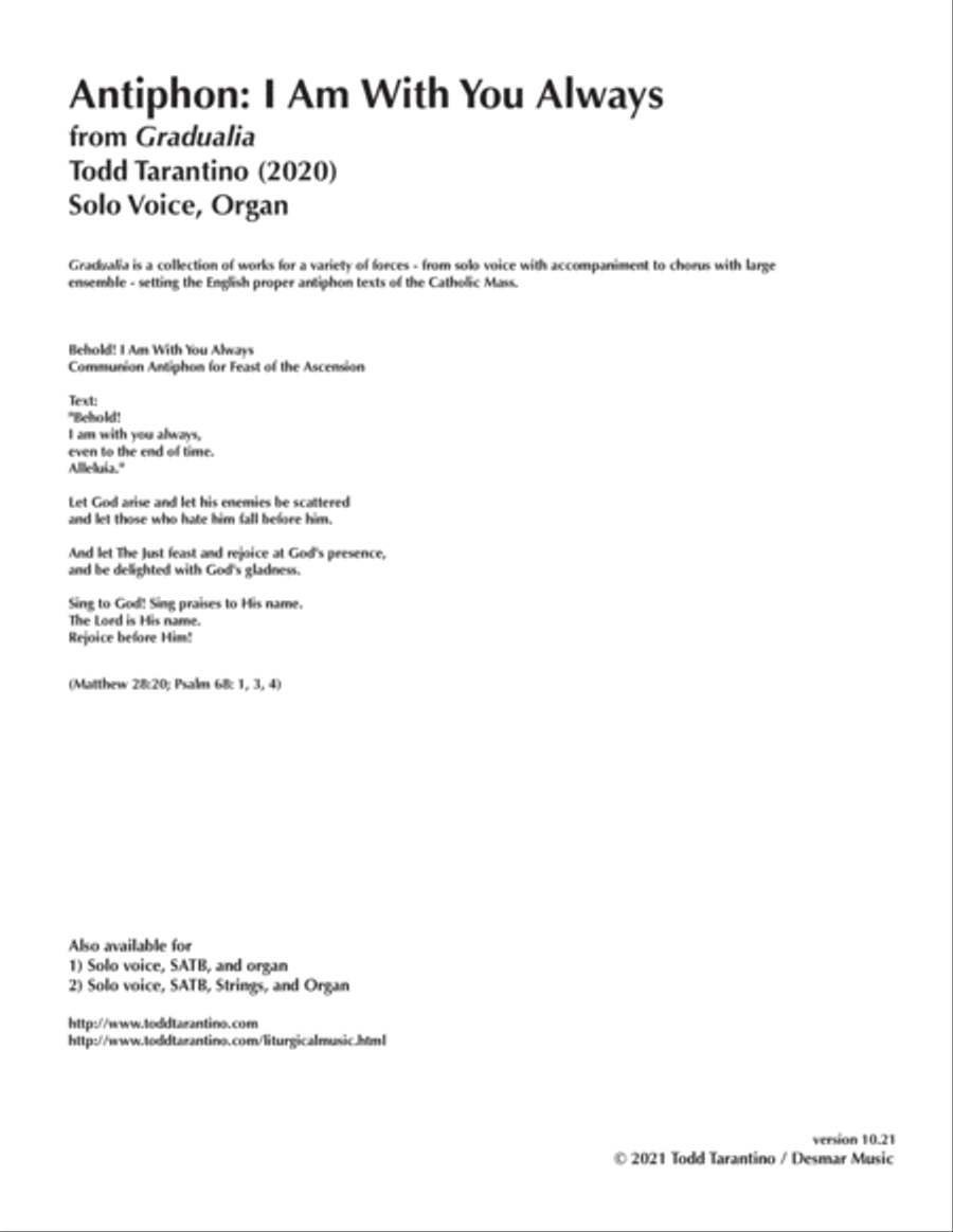 I Am With You Always (solo version) Voice scores gallery preview page 2