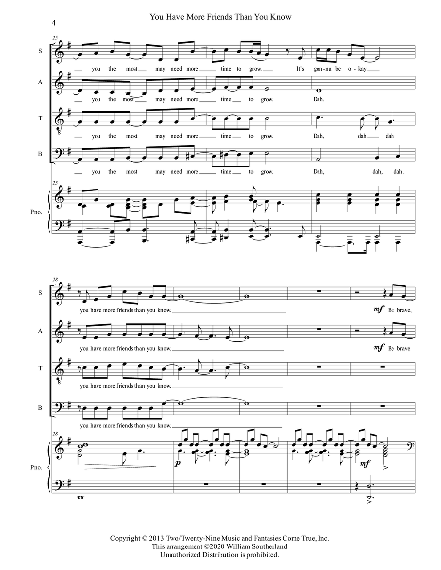 You Have More Friends Than You Know 4-Part scores gallery preview page 4
