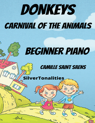 Book cover for Donkeys Carnival of the Animals Beginner Piano Sheet Music 2nd Edition