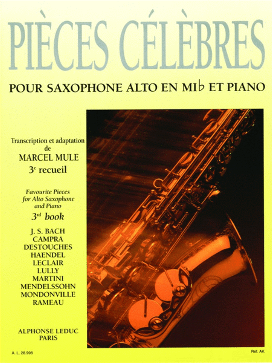 Pieces Celebres Vol.3 (saxophone-alto & Piano) Saxophone scores gallery preview page 1