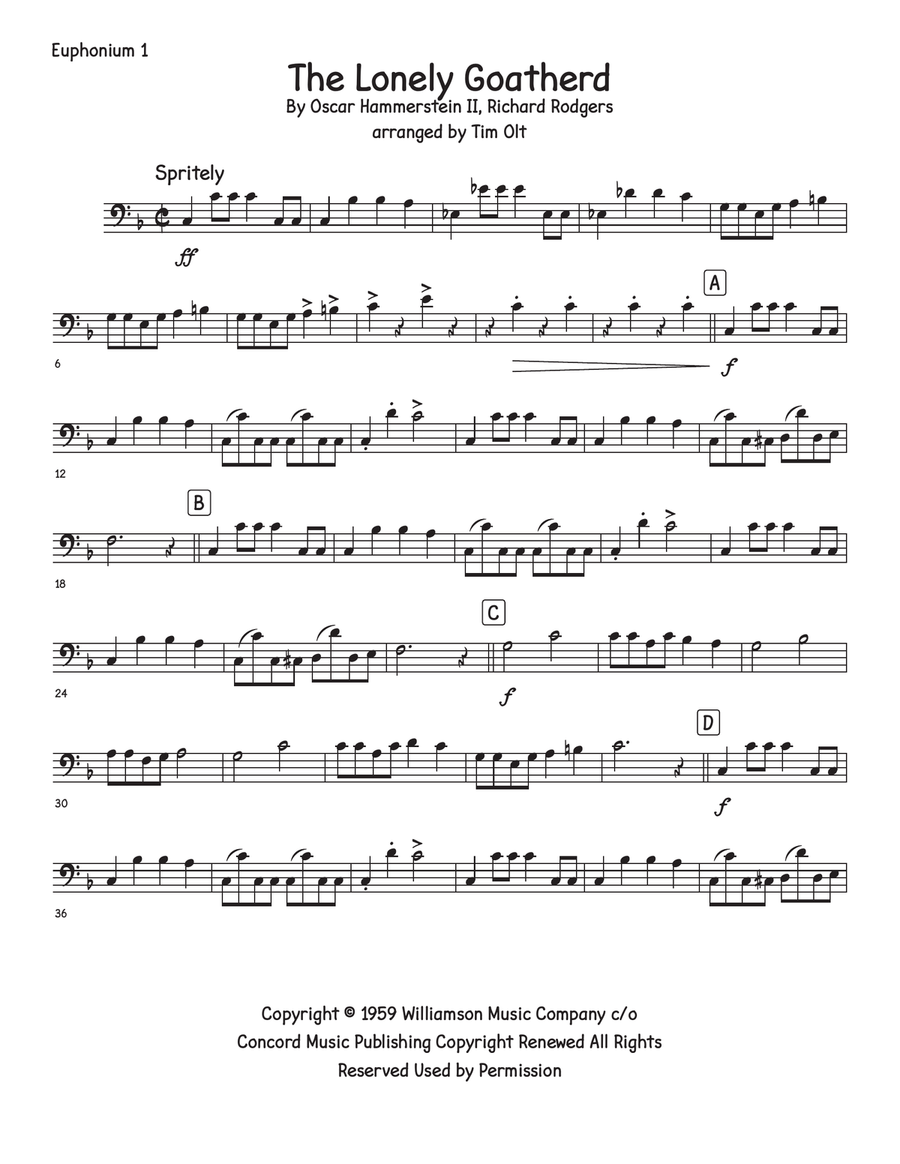 The Lonely Goatherd Brass Quartet scores gallery preview page 6