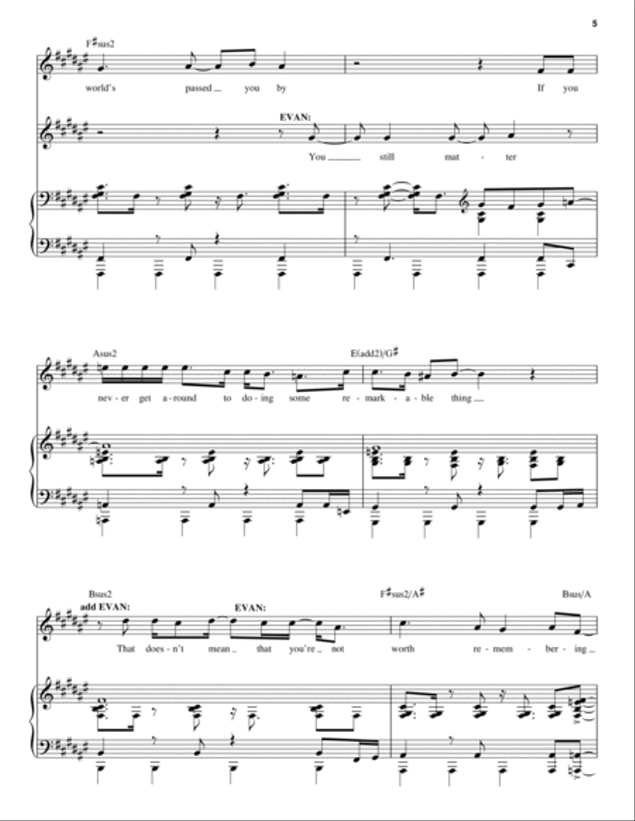 Disappear (from Dear Evan Hansen) Piano, Vocal scores gallery preview page 5