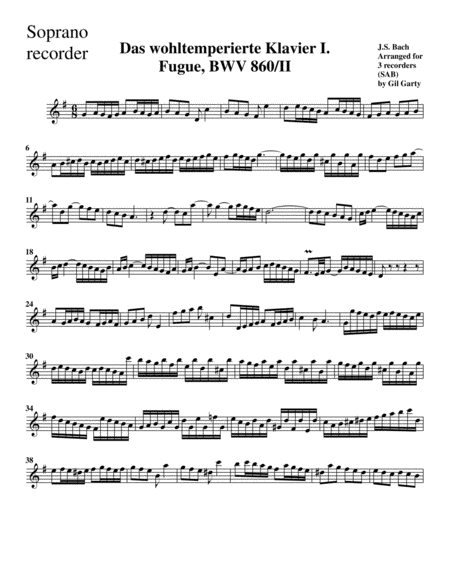 Fugue from Das wohltemperierte Klavier I, BWV 860/II (arrangement for 3 recorders)