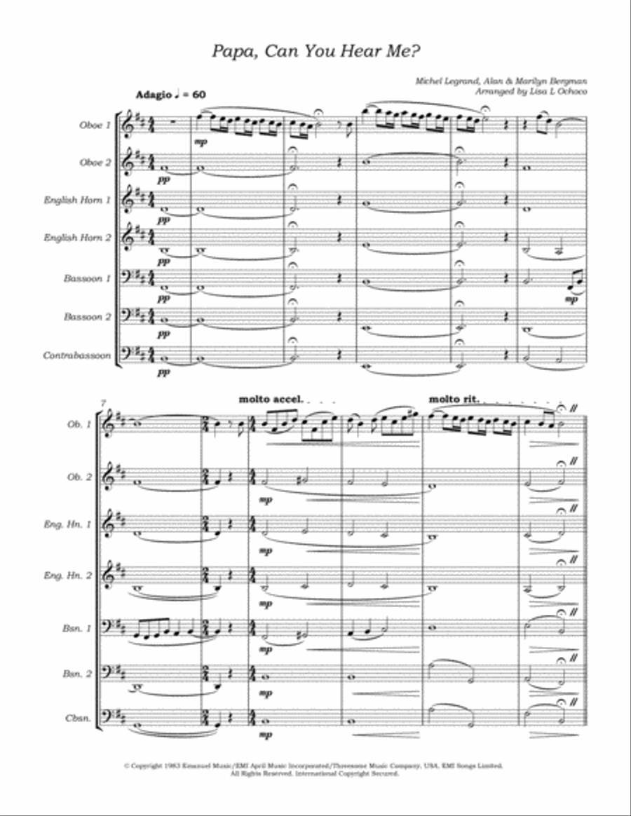 Papa, Can You Hear Me? Papa, Can You Hear Me? Woodwind Ensemble scores gallery preview page 5