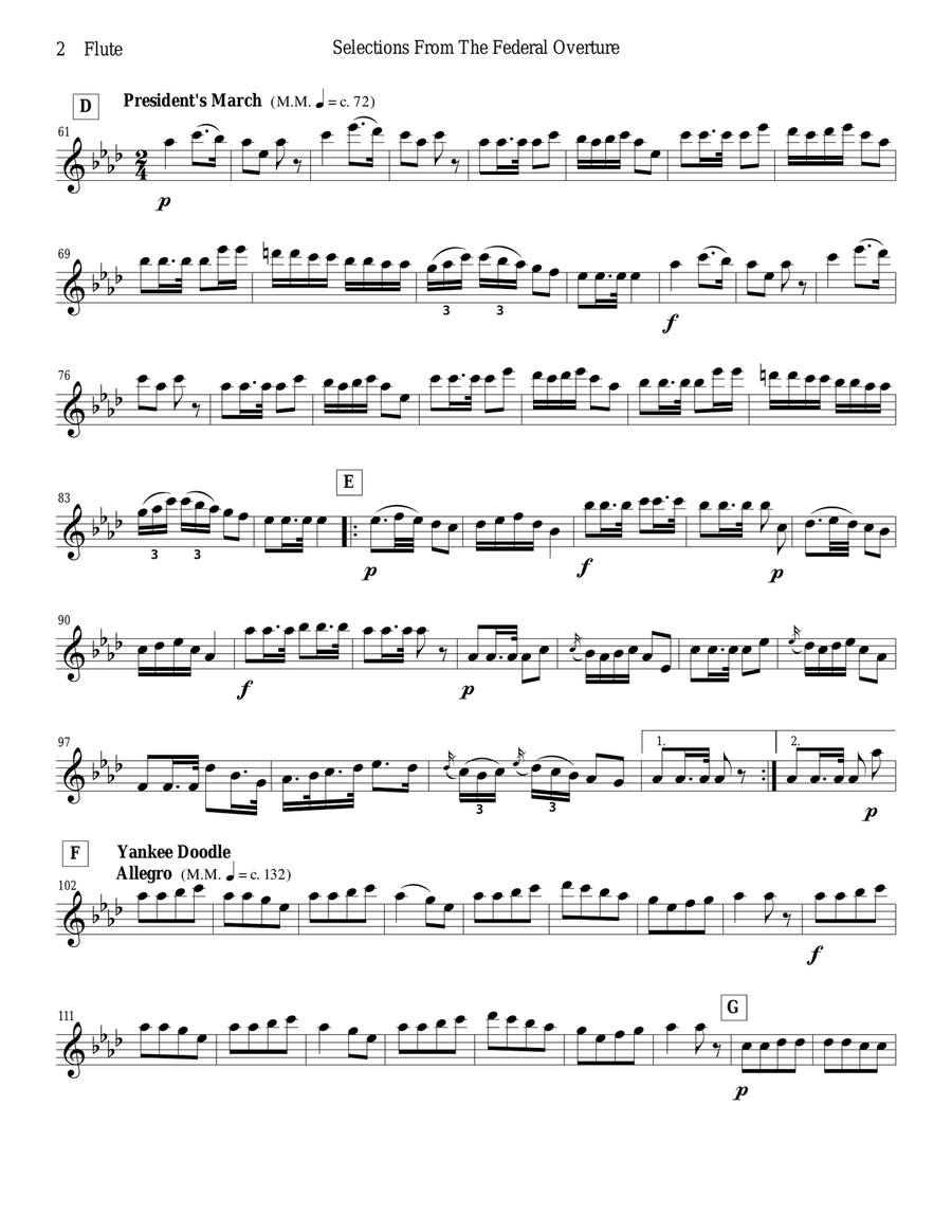 1794! Federal Overture for Flute and Clarinet Duet Woodwind Duet scores gallery preview page 2