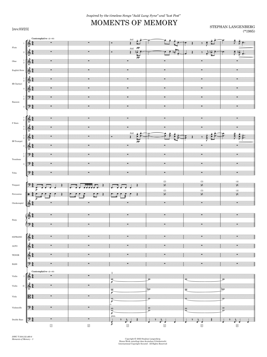 Moments of Memory - Score Only Full Orchestra scores gallery preview page 1