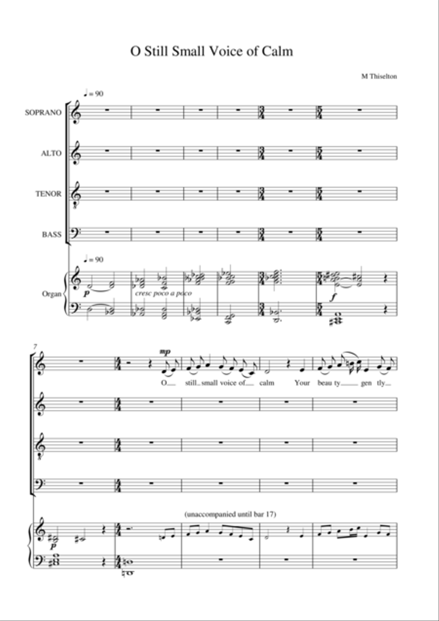 O Still Small Voice of Calm 4-Part scores gallery preview page 1