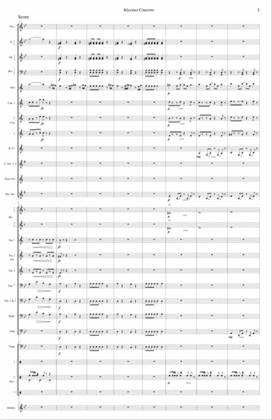 Klezmer 101 from Klezmer Concerto for Clarinet and Wind Orchestra (complete score) Concert Band scores gallery preview page 3