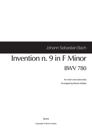 Book cover for Invention n. 9 in F Minor, BWV 780 (for violin and violoncello)