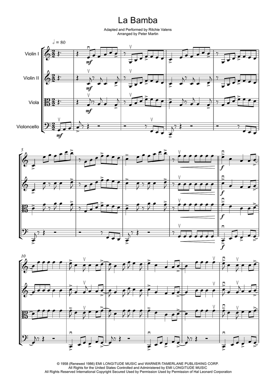 La Bamba String Quartet scores gallery preview page 5