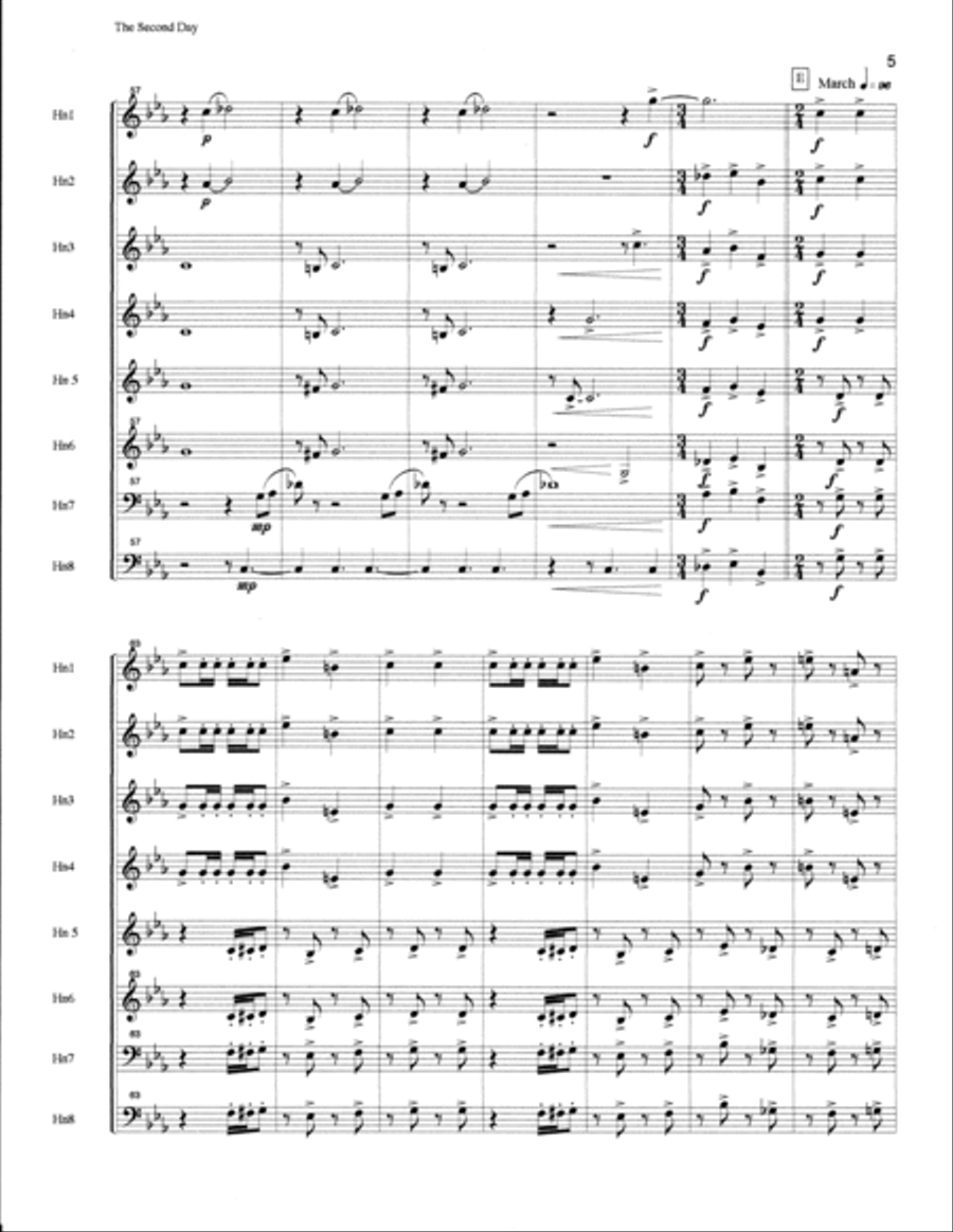 The Second Day for French Horn Octet Brass Ensemble scores gallery preview page 5