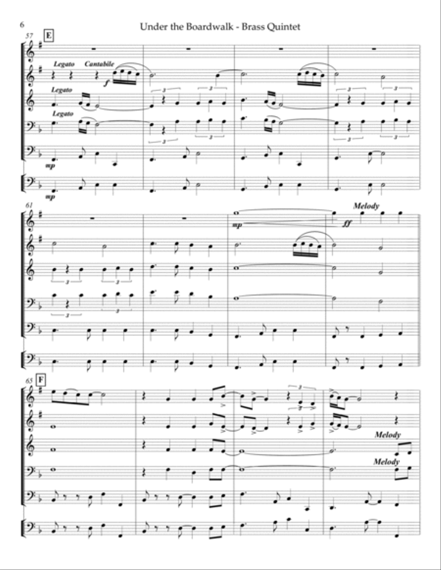 Under The Boardwalk Brass Quintet scores gallery preview page 6