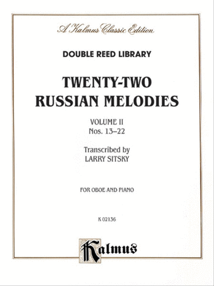 Twenty-two Russian Melodies For Oboe, Volume 2