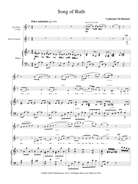 Song of Ruth for Flute, Mezzo-Soprano and Piano