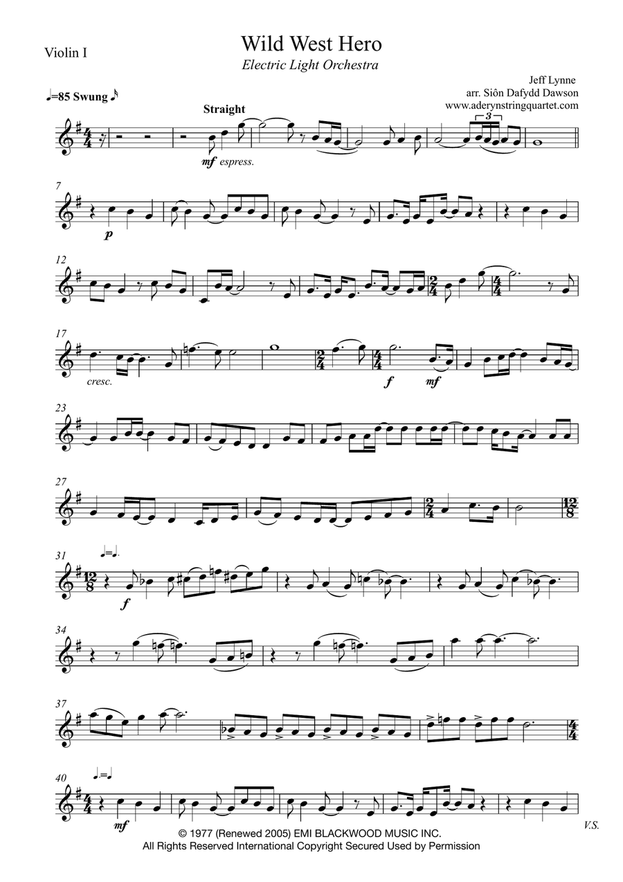 Wild West Hero String Quartet scores gallery preview page 1