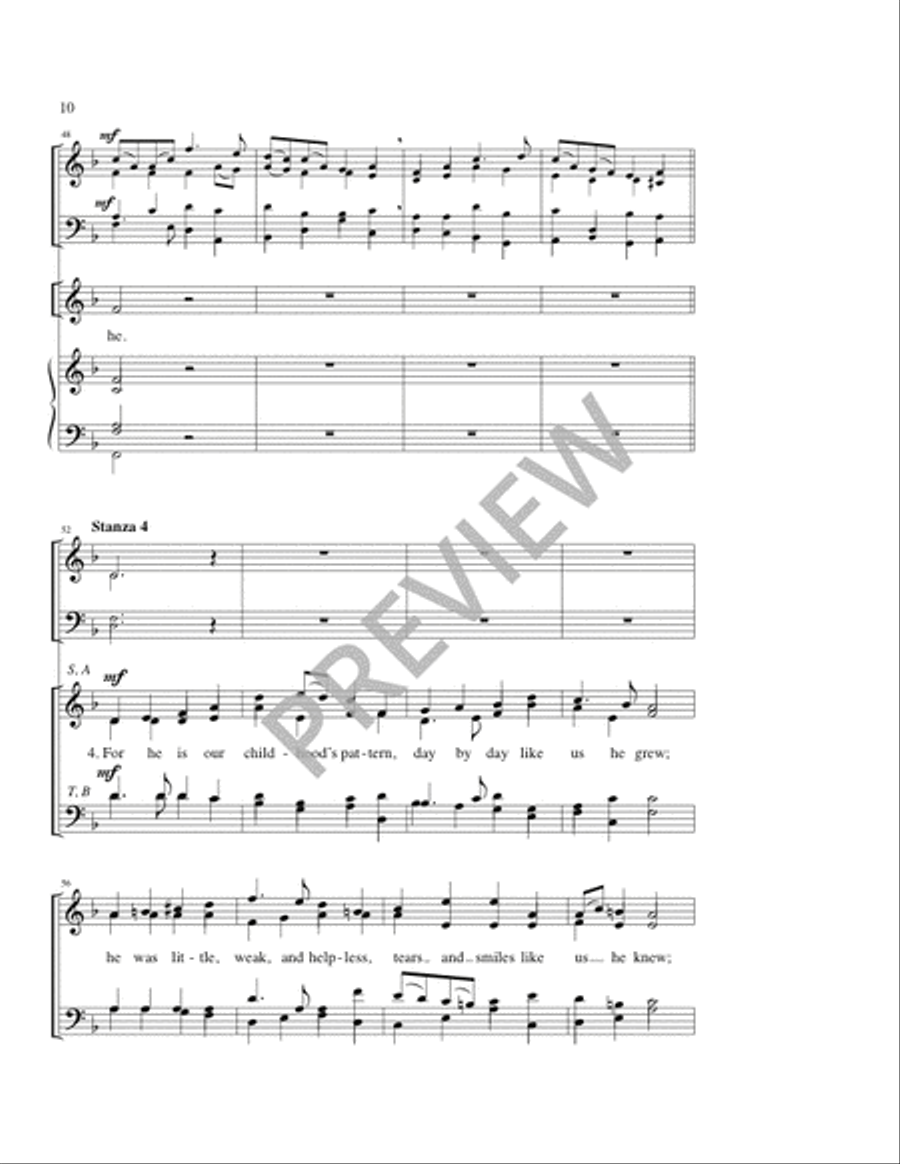 Once in Royal David's City 4-Part scores gallery preview page 10