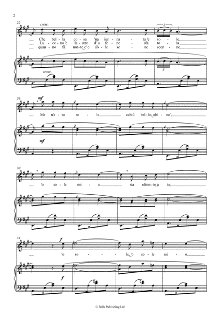 O sole mio! (A Major) Voice Solo scores gallery preview page 2