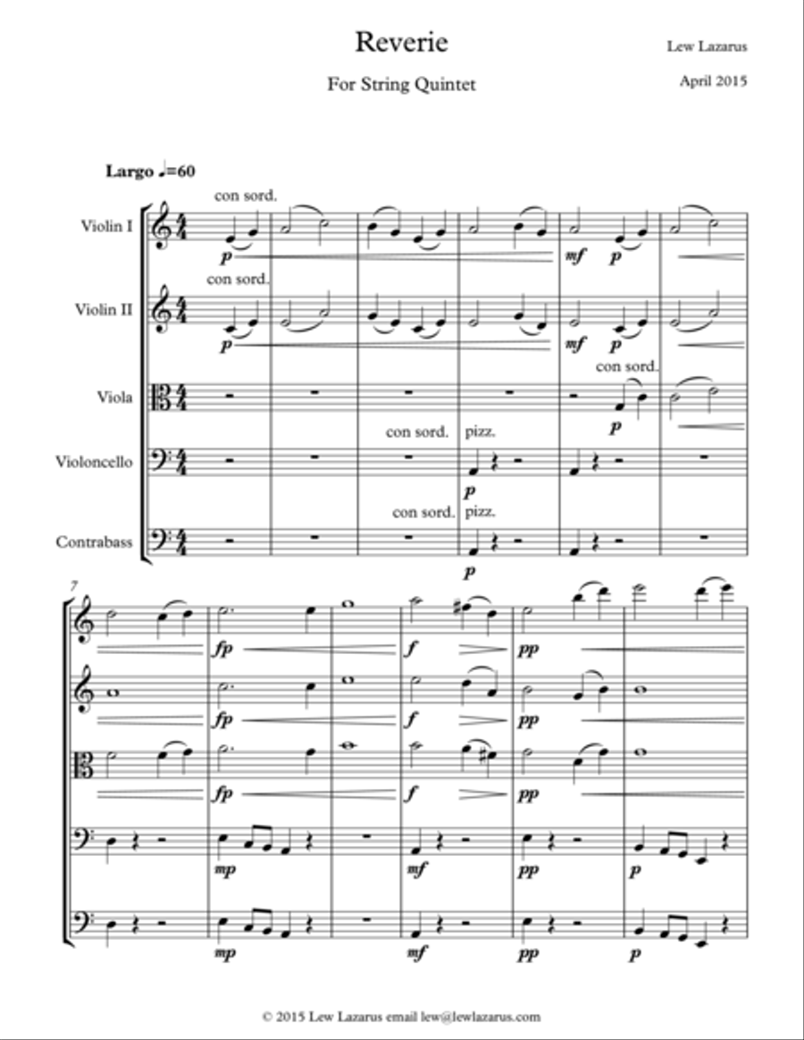 Reverie String Quintet scores gallery preview page 1