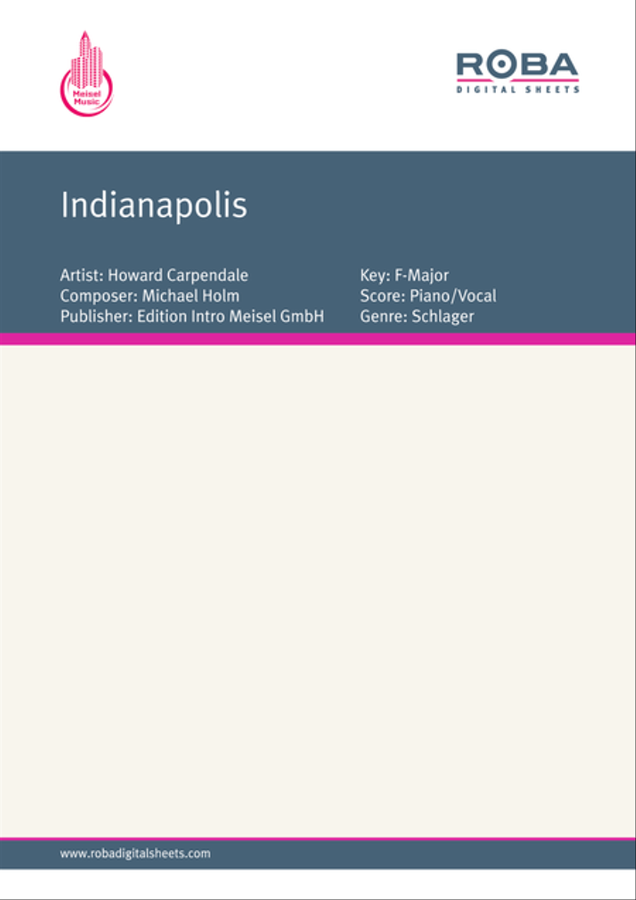 Indianapolis Piano, Vocal scores gallery preview page 1