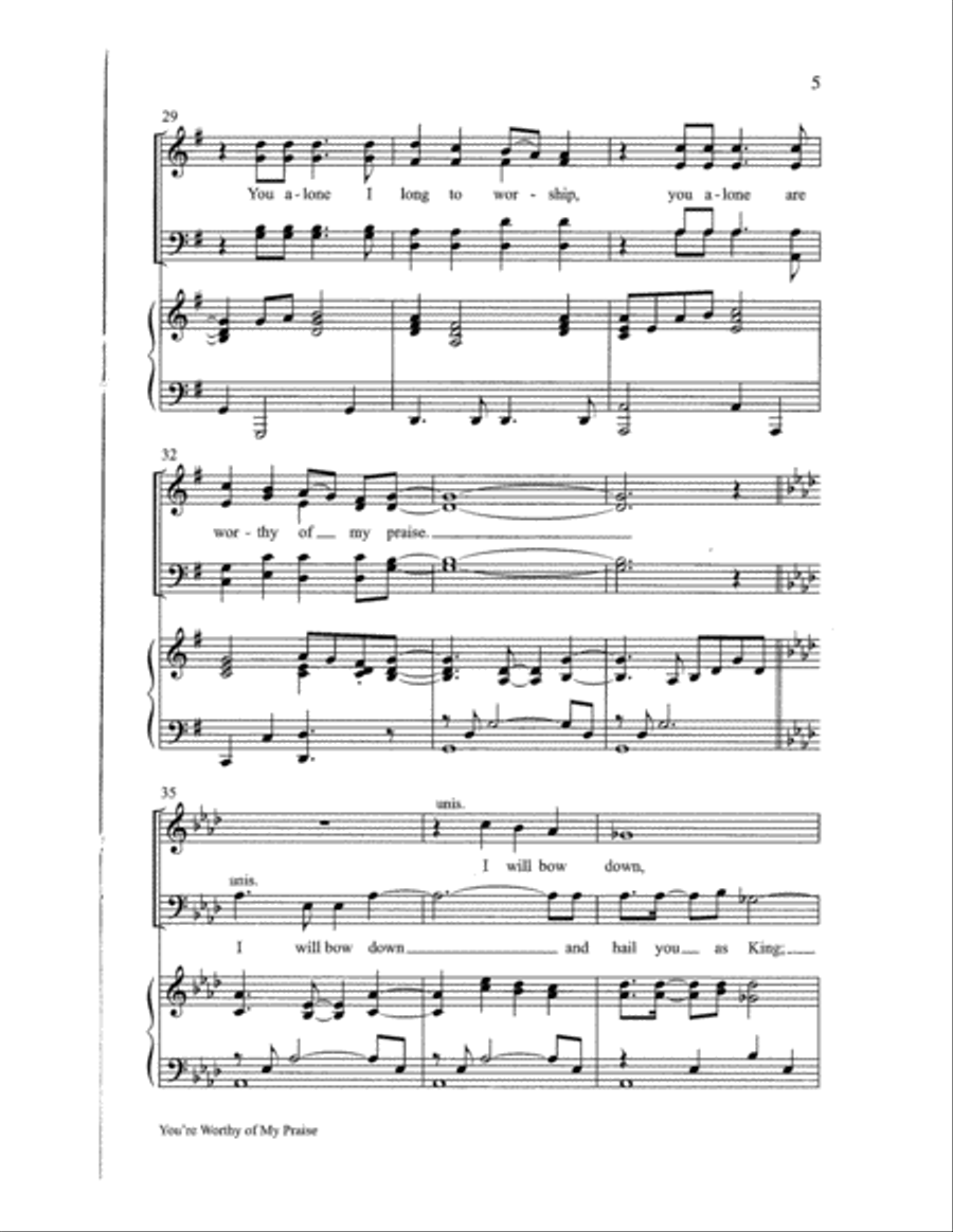 You're Worthy of My Praise with O Worship the King 4-Part scores gallery preview page 5