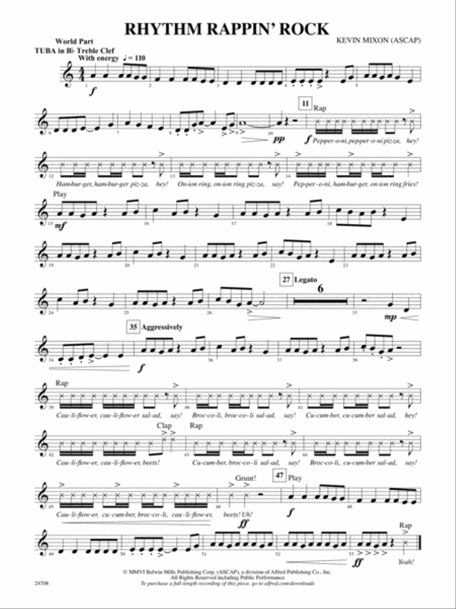 Rhythm Rappin' Rock: (World Part) B-flat Tuba T.C. Concert Band scores gallery preview page 1