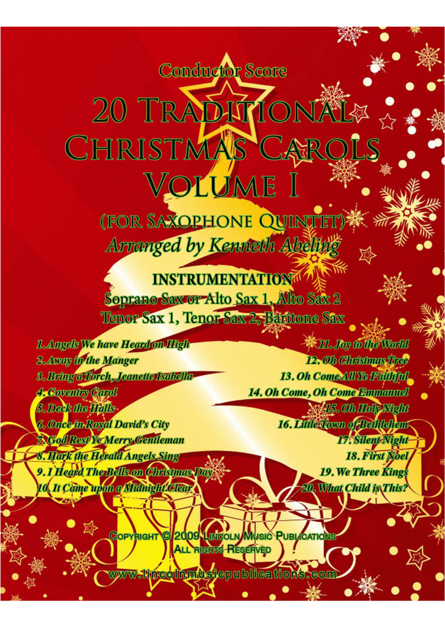 20 Traditional Christmas Carols Volume I (for Saxophone Quintet SATTB or AATTB) Saxophone Quintet scores gallery preview page 1