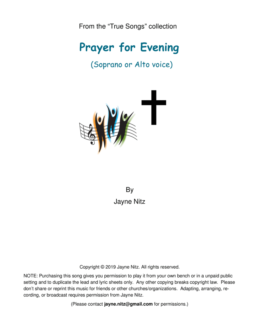 Prayer for Evening (Soprano or Alto voice) Alto Voice scores gallery preview page 1