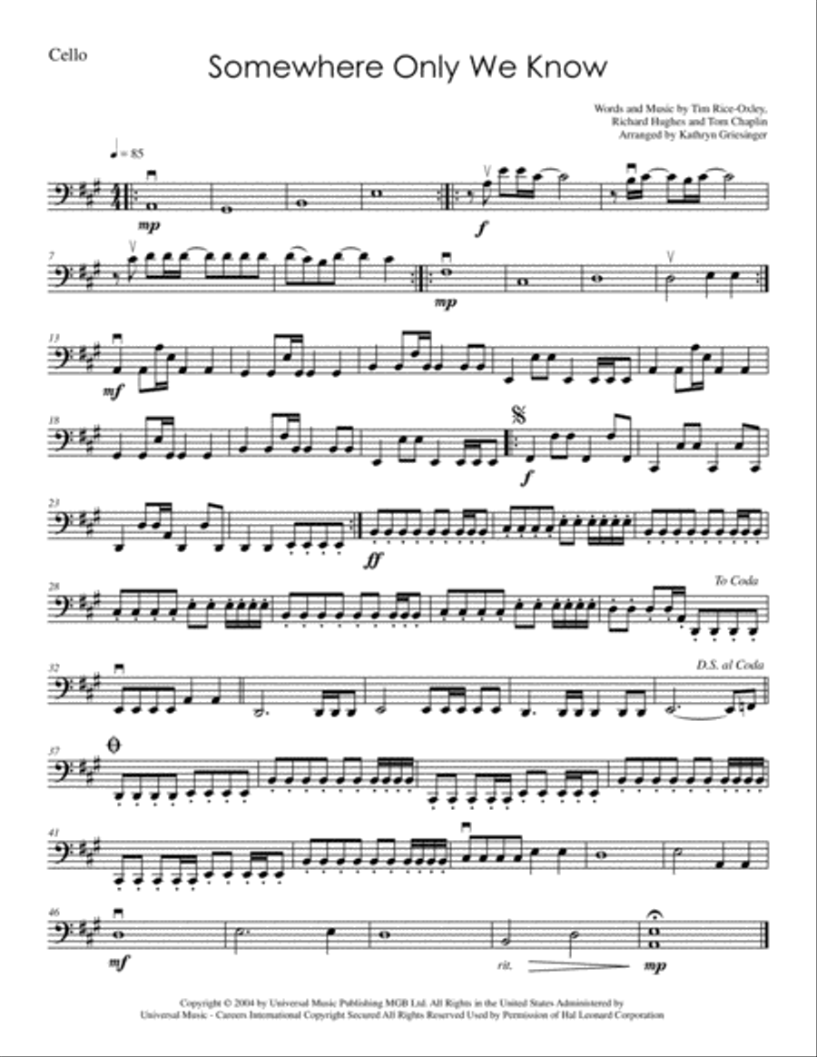 Somewhere Only We Know String Quartet scores gallery preview page 5