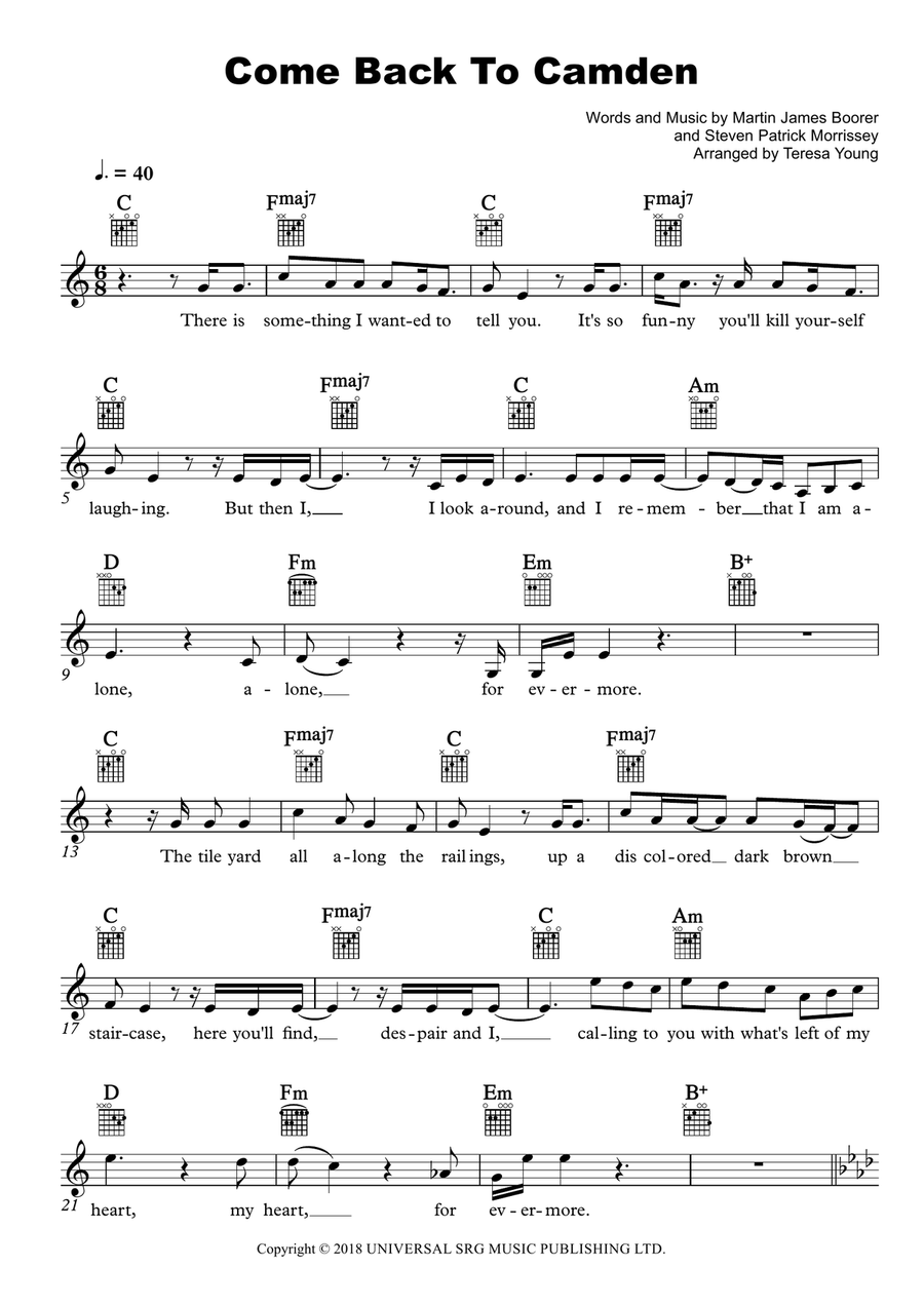 Come Back To Camden Piano scores gallery preview page 1