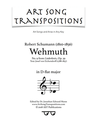 Book cover for SCHUMANN: Wehmuth, Op. 39 no. 9 (transposed to D-flat major)