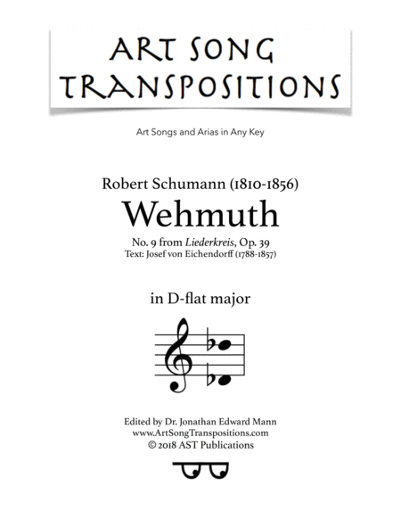 SCHUMANN: Wehmuth, Op. 39 no. 9 (transposed to D-flat major)