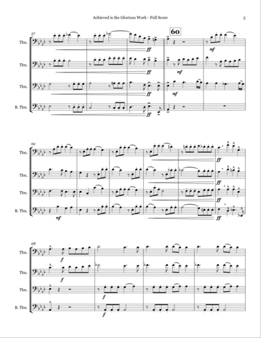 Achieved is the Glorious Work - Trombone Quartet Trombone Quartet scores gallery preview page 5