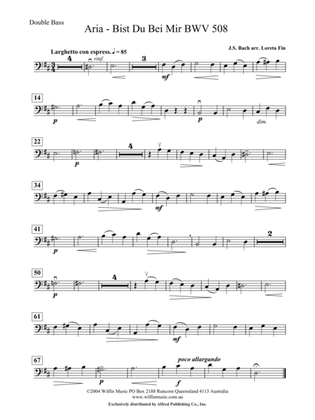 Aria -- Bist Du Bei Mir: String Bass